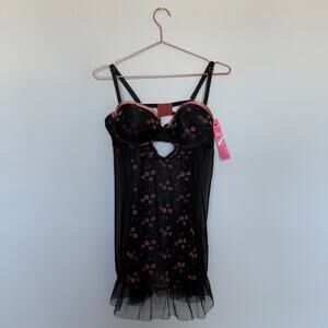 Black and Pink Floral Chemise